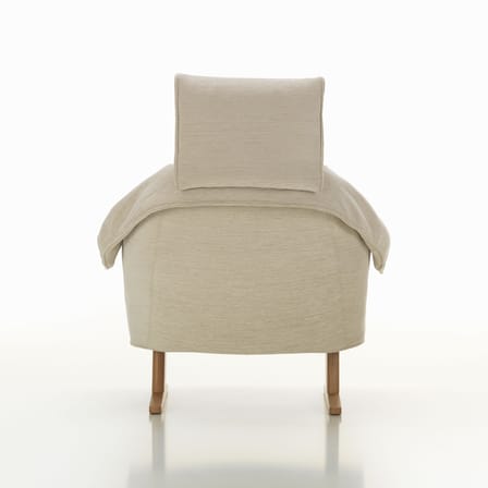 Fauteuil rembourré Bascule Highback tissu beige / Mécanisme d’inclinaison - Pieds chêne - Vitra