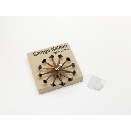 Horloge murale Polygon Clock bois naturel / By George Nelson, 1948-1960 / Ø 43 cm - Vitra