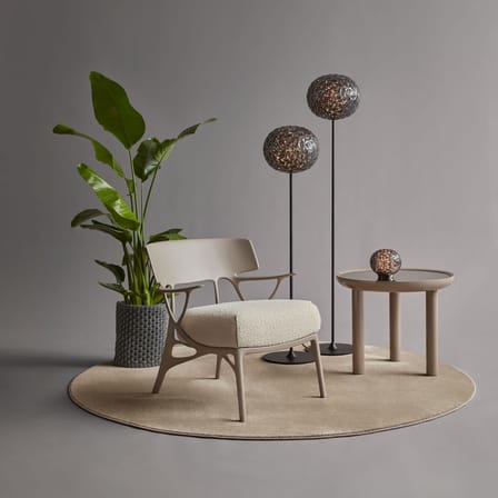 Table basse K-TOP noir / Ø 60 x H 50 cm - Plateau grès effet marbre - Kartell