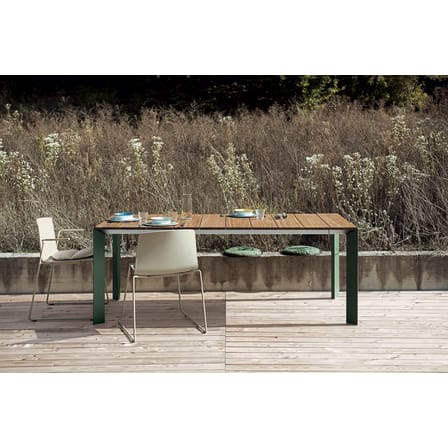 Table à rallonge Nori vert bois naturel / Teck - L 199 à 279 cm - Kristalia