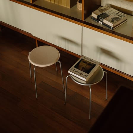 Tabouret Petit Rond métal / Assise cuir - Frama 