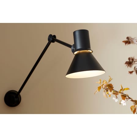 Applique Type 80 W3 metallo nero / Long Braccio articolato - Collegamento a parete - Anglepoise