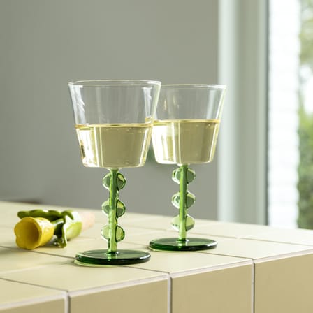 Verre à vin Petal verre vert / Set de 2 - & klevering