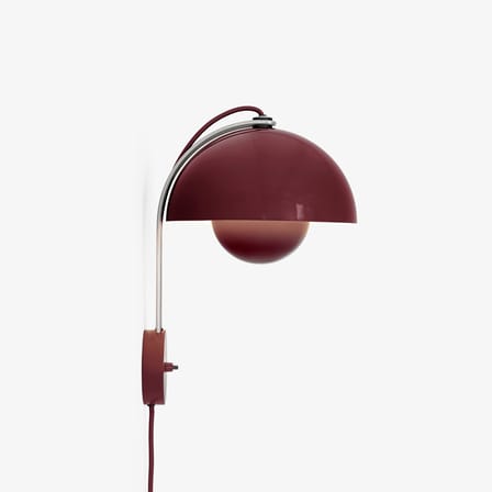 Applique avec prise Flowerpot VP8 métal prune / Verner Panton, 1968 - &tradition
