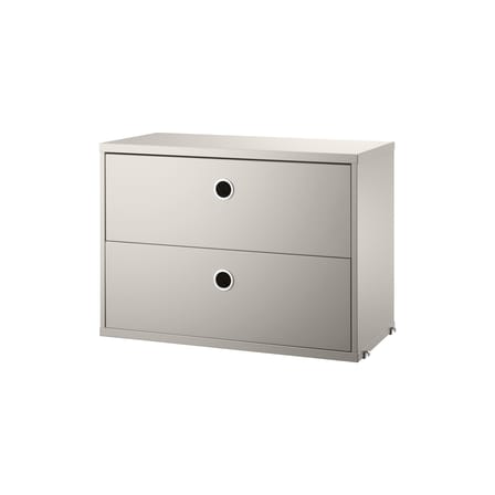 Kiste  holz beige / 2 Schubladen - B 58 x T 30 x H 42 cm - String Furniture