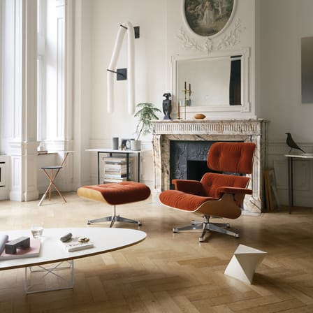 Set fauteuil & repose-pieds Lounge Chair & Ottoman tissu gris / Eames (1956) - Vitra