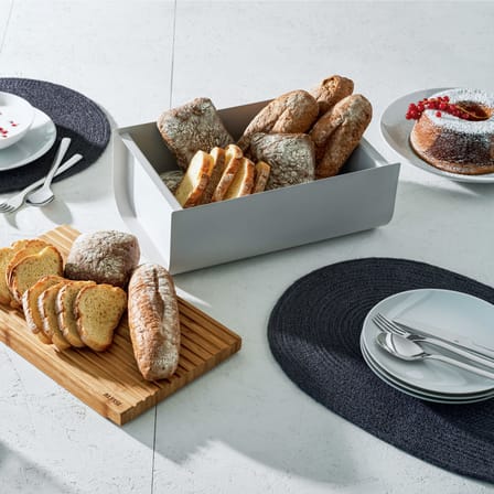 Boîte à pain Mattina métal bois gris / bambou - 34 x 21 cm - Alessi