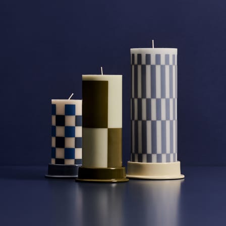 Bougie bloc Column cire multicolore / Ø 7 x H 20 cm / Seconde vie - Hay