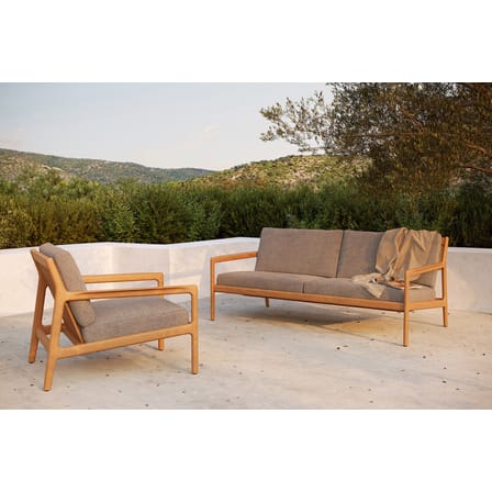Canapé de jardin 2 places Jack Outdoor tissu bois marron beige / L 180 cm - Teck - Ethnicraft