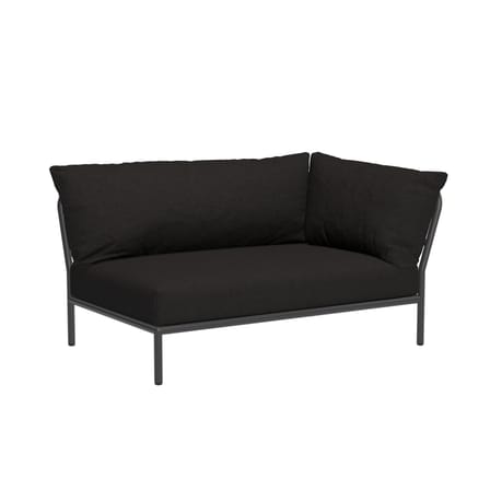 Canapé de jardin modulable Level 2 tissu gris noir / Dossier extra moelleux - Angle droit - L 139 x P 92,5  cm - Houe