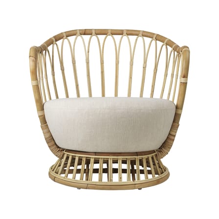Fauteuil rembourré Grace fibre végétale blanc / Réédition 1936 - Rotin - Gubi
