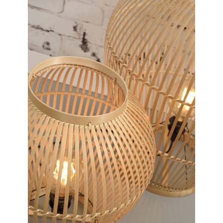 Lampe à poser Tuvalu Large fibre végétale beige bois naturel / Bambou - H 70 cm / Seconde vie - GOOD&MOJO