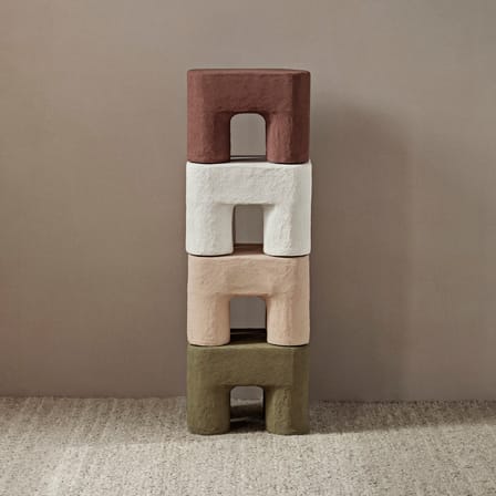 Podo Children stool paper brown / Recycled - 34 x 28 x H 25 cm - Ferm Living