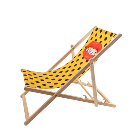 Toiletpaper Reclining folding sun lounger wood multicoloured / Shit - Seletti