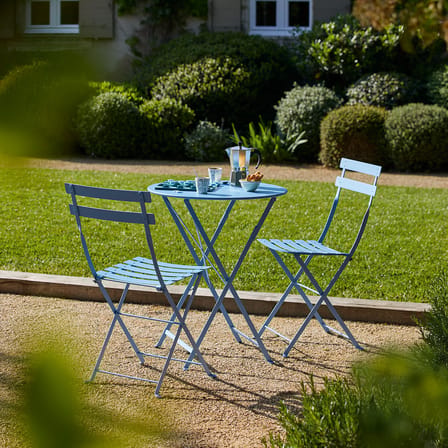 Table pliante Bistro métal bleu / Ø 60 cm - Acier / 2 personnes - Fermob