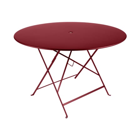 Table pliante Bistro métal rouge / Ø 117 cm - 6/8 personnes - Trou parasol - Fermob