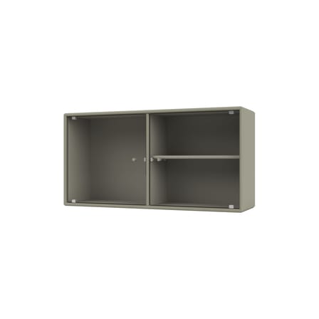 Rangement mural Ripple I bois gris / Vitrine - L 69,6 x P 20 x H 35,4 cm / Verre ondulé - MONTANA
