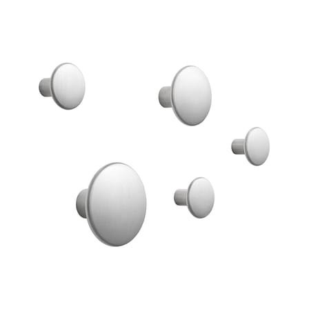 Wandhaken The Dots Métal grau silber metall / Set von 5 / Lars Tornoe, 2007 - Muuto