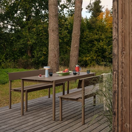 Banc avec dossier Linear métal gris / L 170 cm - Muuto