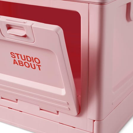 Boîte Box Medium plastique rose / 40 x 29 x H 23,7 cm - Empilable - STUDIO ABOUT