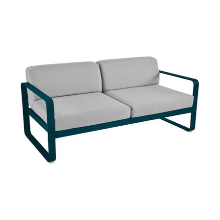 Canapé de jardin 2 places Bellevie métal tissu bleu gris L 160 cm - Tissu gris flanelle - Fermob