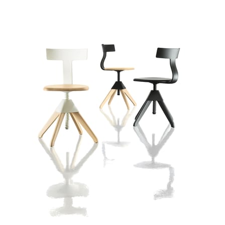 Chaise pivotante Tuffy plastique blanc bois naturel / Hauteur réglable - Magis