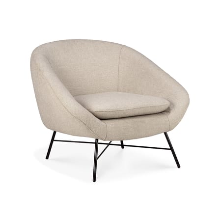 Fauteuil rembourré Barrow tissu blanc beige - Ethnicraft