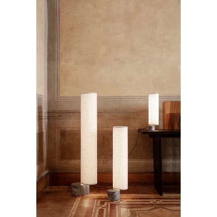 The Unbound LED Floor lamp textile beige / H 120 cm - Fabric & marble / Swivels - Gubi
