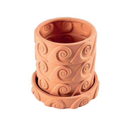 Magna Graecia - Onda Flowerpot ceramic orange / Onda - With saucer / Ø 24 x H 23 cm - Seletti
