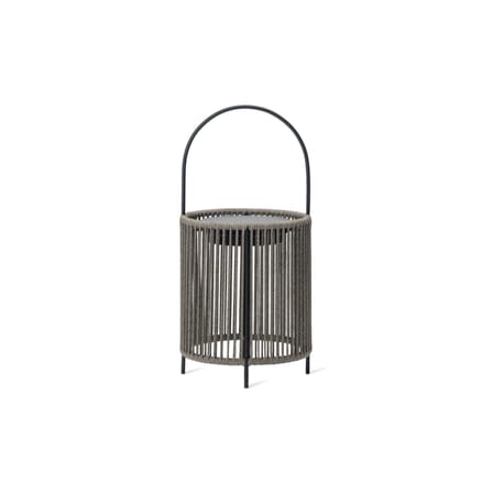 Lampe solaire d'extérieur Mora LED tissu gris / Poignée - Recharge solaire ou secteur / Ø 26 x H 54 cm - Corde polypropylène - Vincent Sheppard