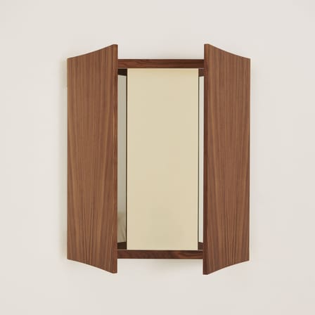 Miroir mural Vanity 3 bois naturel / L 116,6 x H 69 cm - Pivotant / Panneaux articulés - Gubi