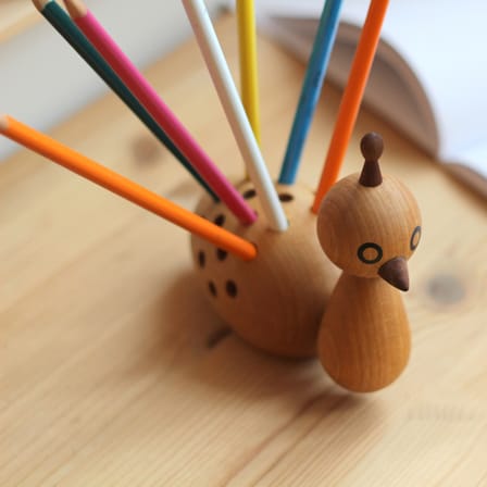 Porte-crayons Peacock bois naturel / 24 crayons inclus - EO