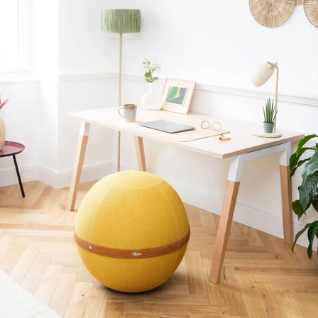 Pouf Original Regular jaune / Ergonomique - Ø 55 cm / Tissu chiné - BLOON PARIS