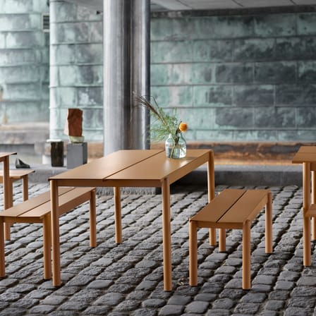 rechteckiger Tisch Linear metall orange braun / Stahl - 220 x 90 cm - Muuto