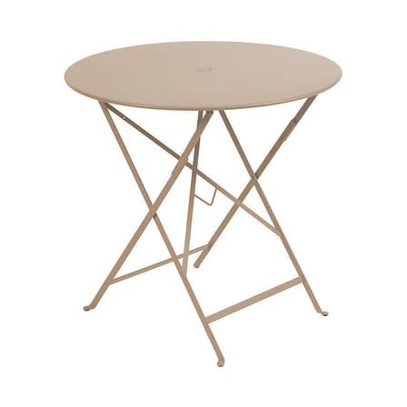Table pliante Bistro métal beige / Ø 77cm - Trou pour parasol - Fermob