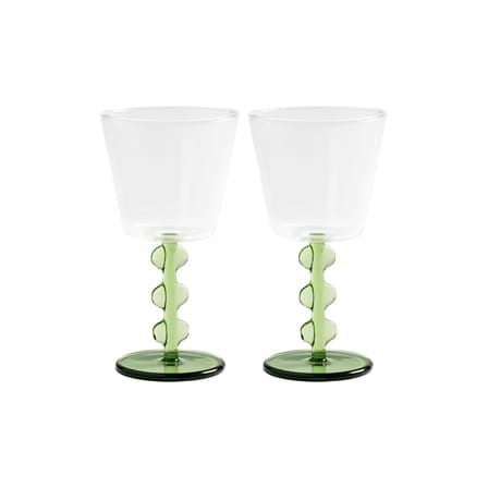 Verre à vin Petal verre vert / Set de 2 - & klevering