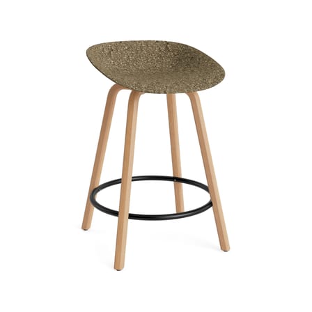 Barhocker Mat faser braun / H 65 cm - Alge Marine / Füße Buchenfurnier - Normann Copenhagen
