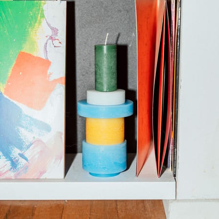 Bougie Stack 03 / 5 modules empilables bleu jaune vert - Combustion 80 heures - STAN EDITIONS