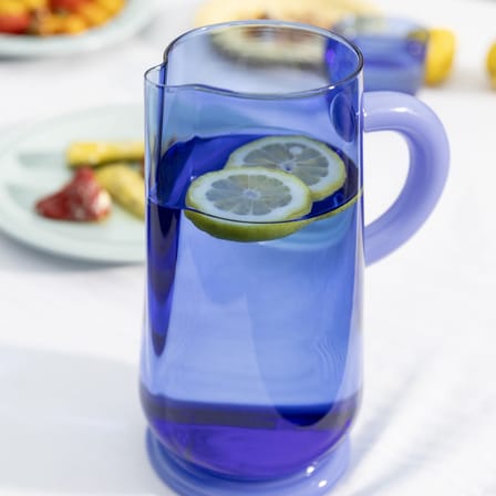 Carafe Dew verre bleu / 1 Litre - & klevering