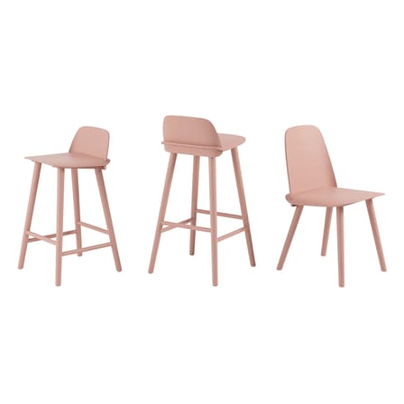 Chaise de bar Nerd bois rose / H 65 cm - Muuto