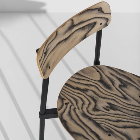 Chaise empilable Fromme bois naturel / Placage Alpi by Ettore Sottsass, 1980 - Petite Friture