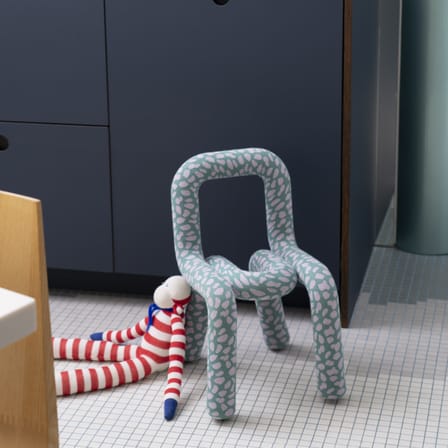 Chaise enfant Mini Bold tissu vert / Rembourrée - Moustache