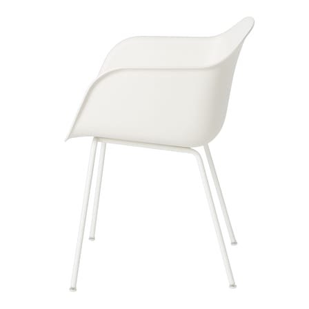 Fauteuil Fiber plastique blanc / Pieds métal - Plastique recyclé - Muuto