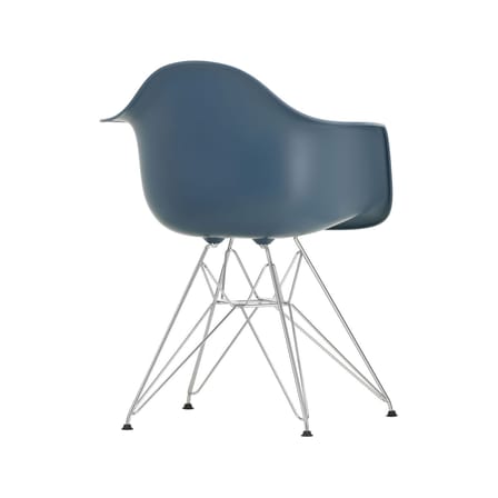 Fauteuil RE DAR - Eames Plastic Armchair plastique bleu / (1950) - Pieds chromés - Assise rembourrée / Recyclé - Vitra