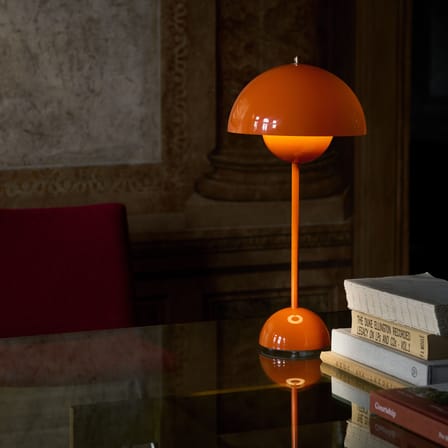 Lampe de table Flowerpot VP3 métal orange / H 50 cm - By Verner Panton, 1968 - &tradition