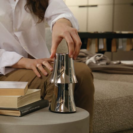Lampe sans fil rechargeable Halesia LED métal argent - Alessi