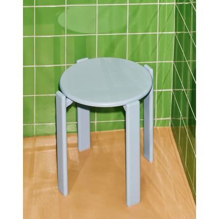 Tabouret empilable Rey bois bleu / By Bruno Rey x Dietiker, 1971 - Hay