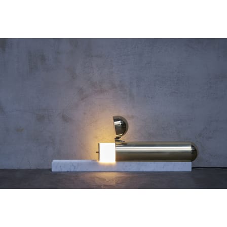 Tischleuchte ISP LED metall stein weiß gold / LED - Marmor & Messing - L 52 cm - DCW éditions