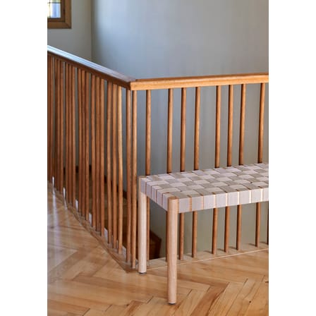 Banc Betty TK4 tissu bois beige / L 105 cm - Sangles en lin - &tradition