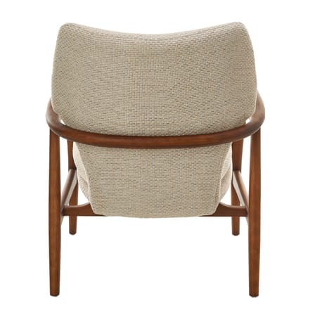 Fauteuil rembourré Peggy tissu blanc beige bois naturel - POLSPOTTEN